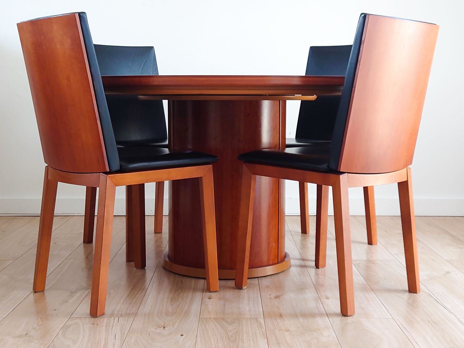 Per Hansbaek For Skovby Sm51 Danish Cherry Wood And Leather Dining Chairs photo vintage