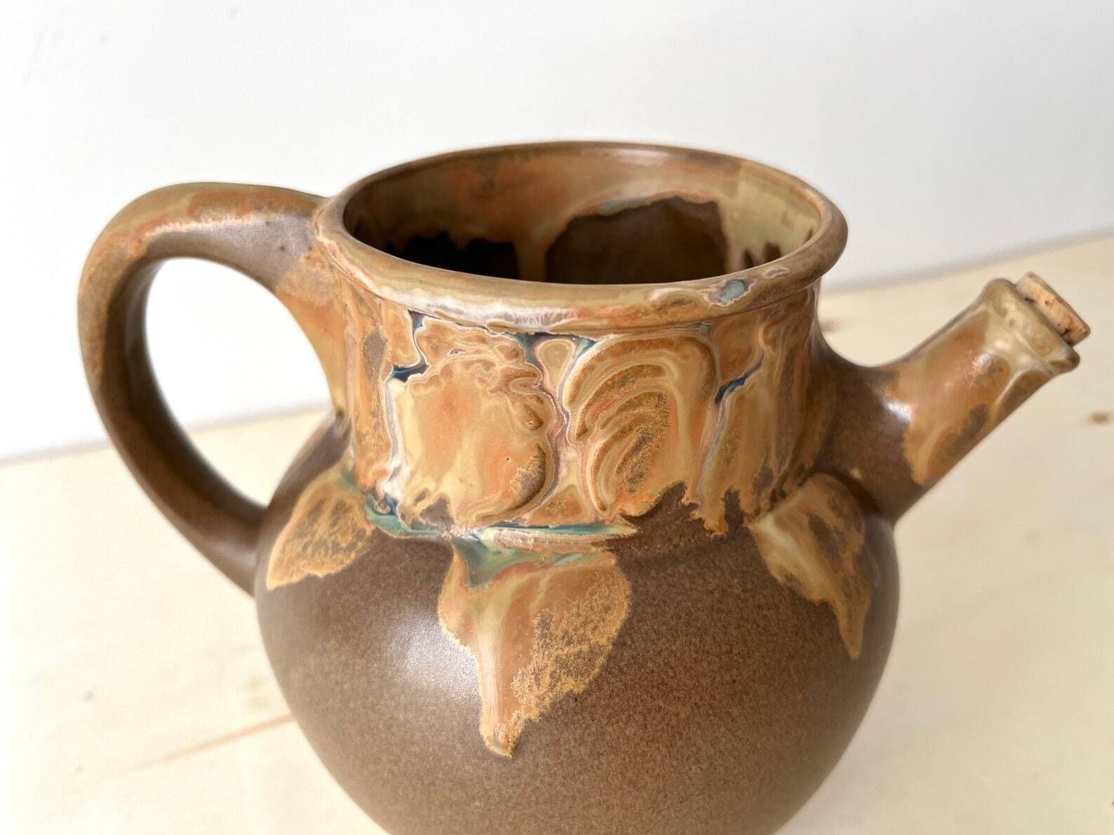 Denbac French Stoneware Pitcher, Roosters Pitcher, French Ceramic photo furniture