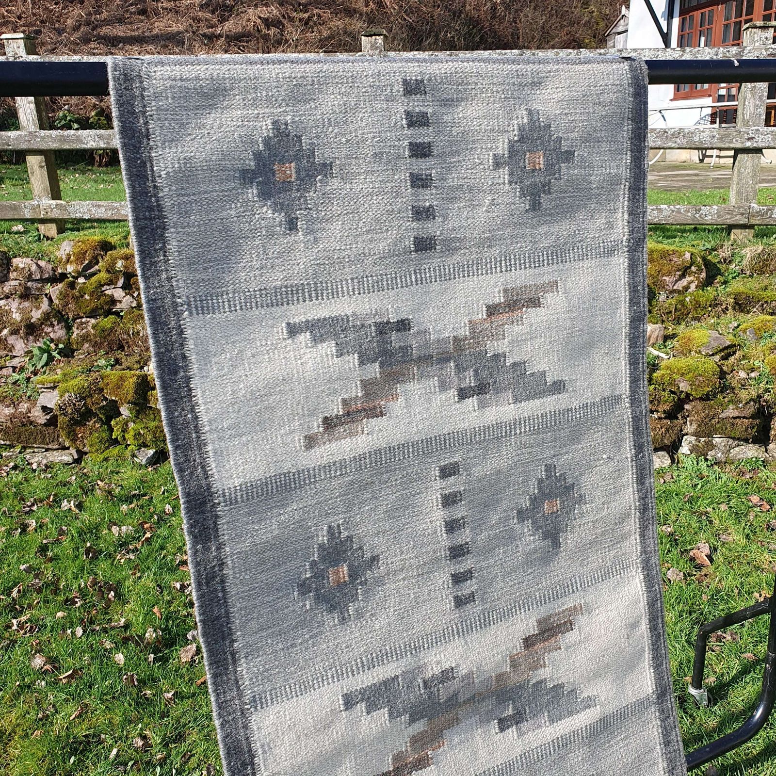 A Vintage Swedish Flatweave Rollakan Runner. 1960s. photo 240.0