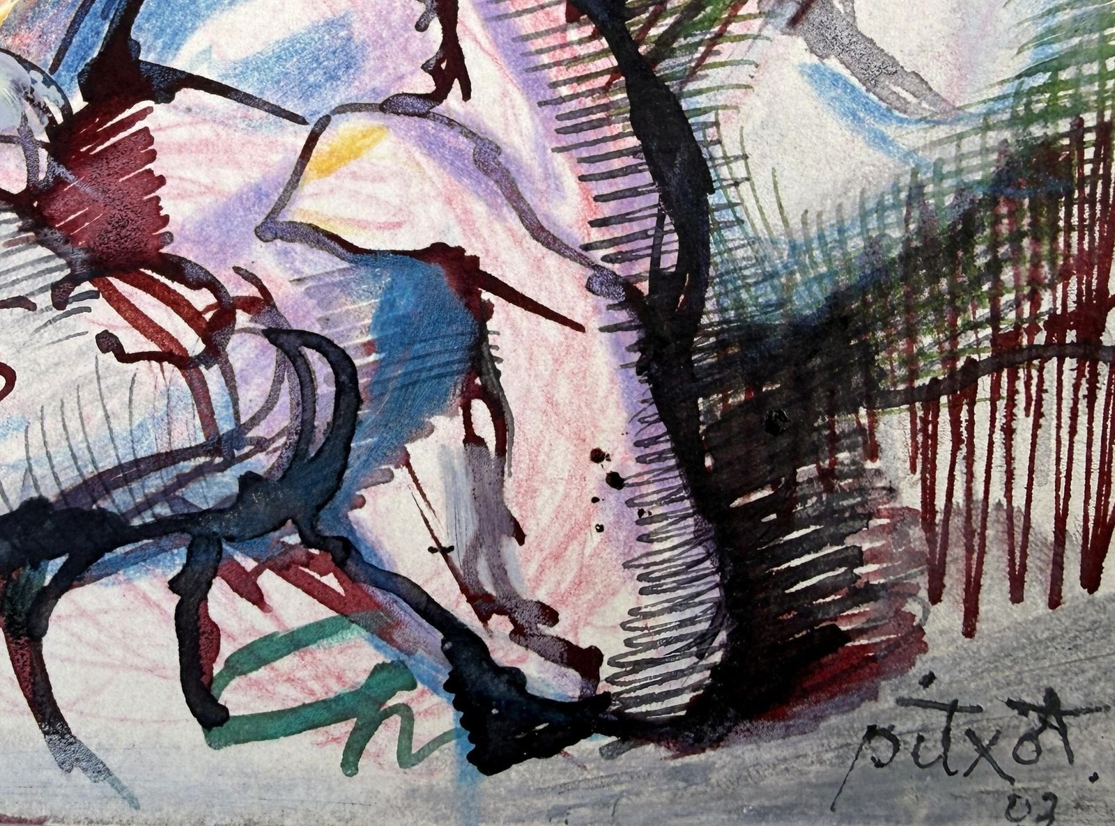 Antoni Pitxot Antoni Pitxot Mixed Media Abstract Composition Oil And Ink On Board 2003 Dali 2003 photo buy