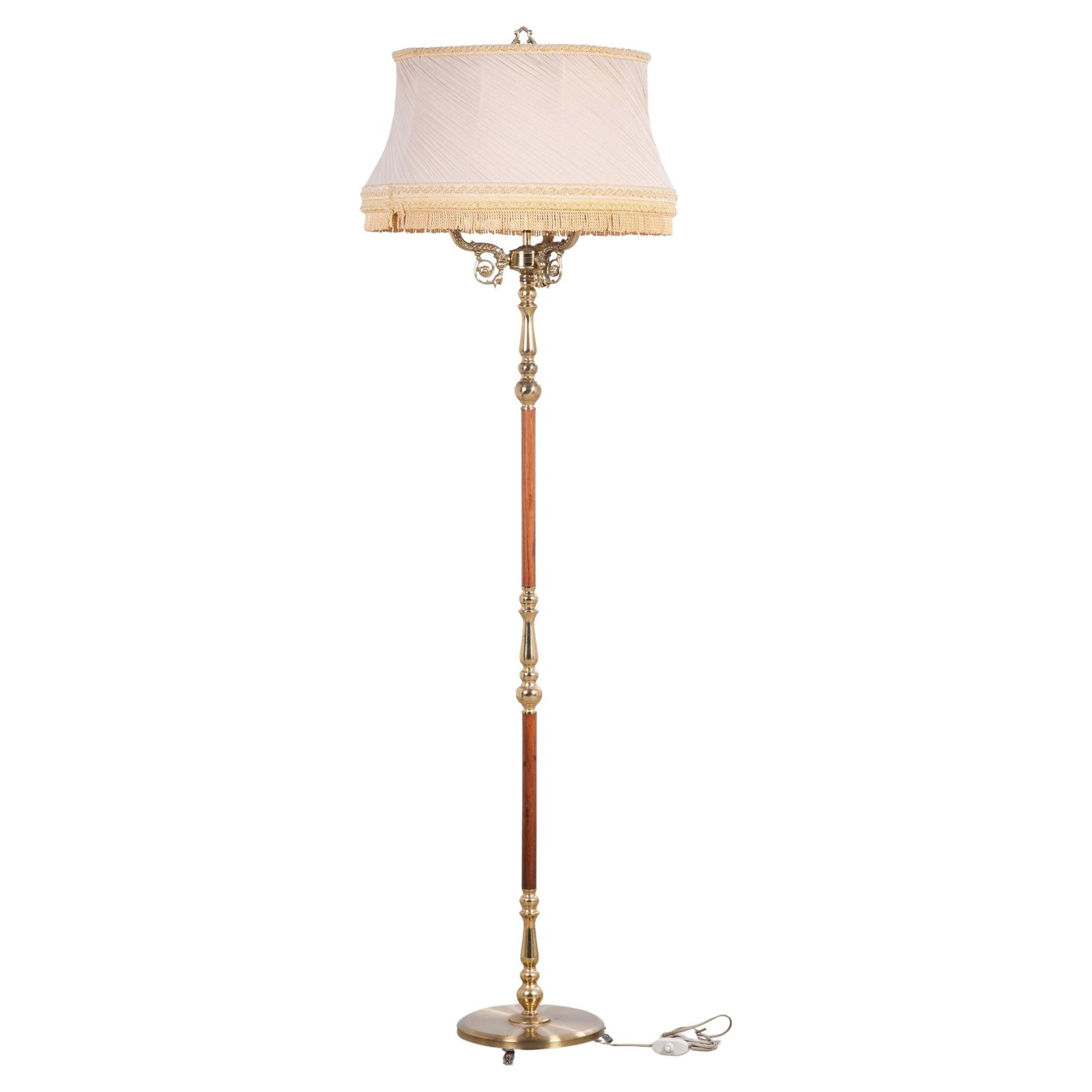 Danish 1960s Three Arm Floor Lamp In Rosewood And Brass