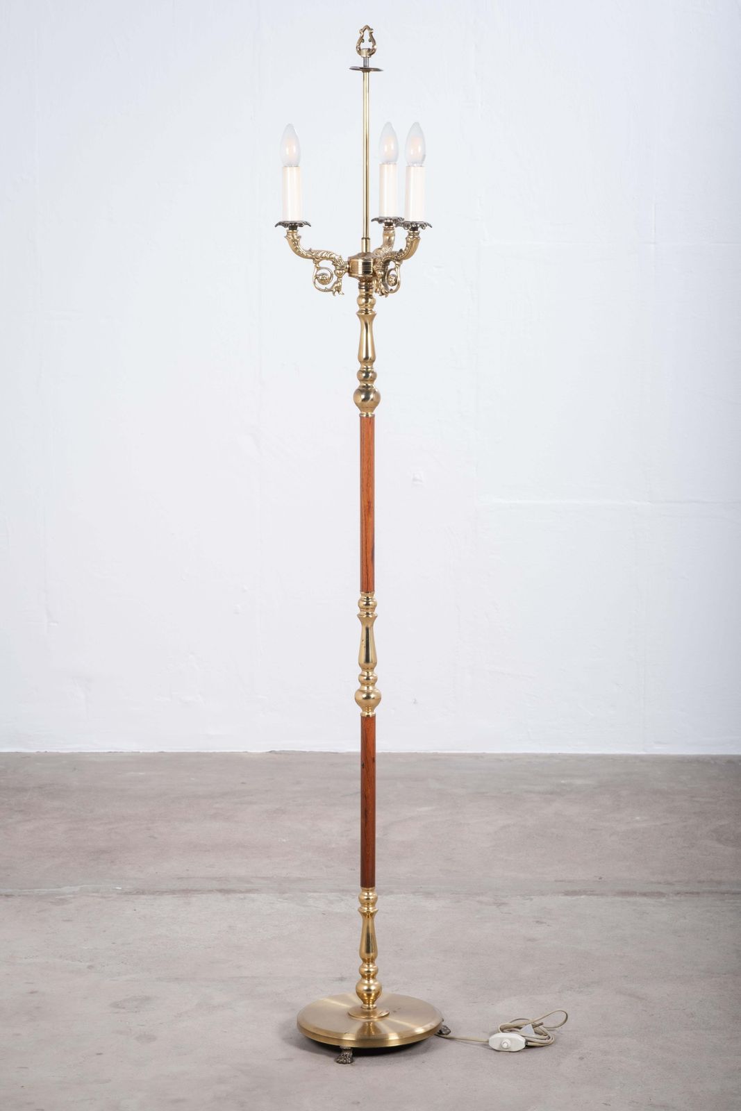 Danish 1960s Three Arm Floor Lamp In Rosewood And Brass photo Lighting