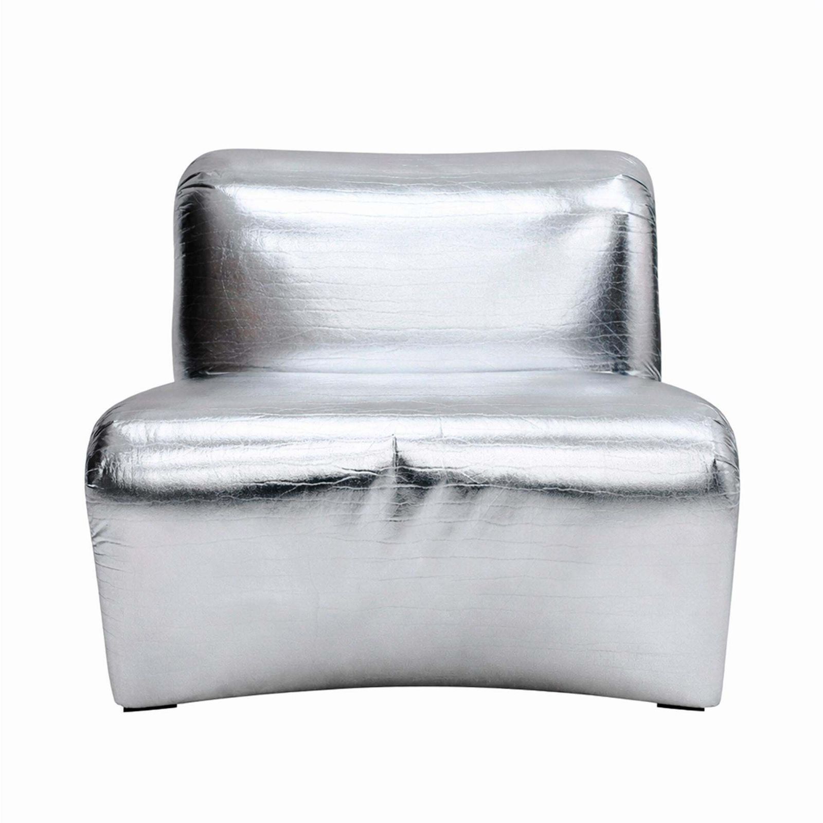 Space Age Moscheni Fiberglass And Silver Vinyl Fabric Italian 1970s Lounge Chair photo Furniture