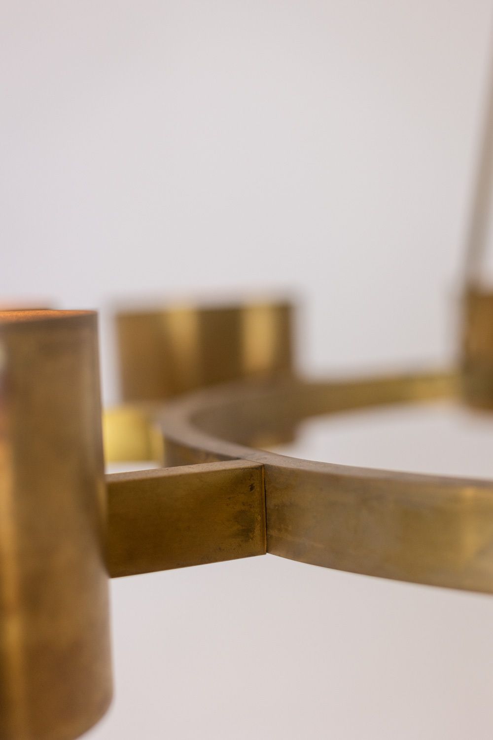 Circular Chandelier In Matte Golden Brass. Contemporary Italian Work. photo 4900.0