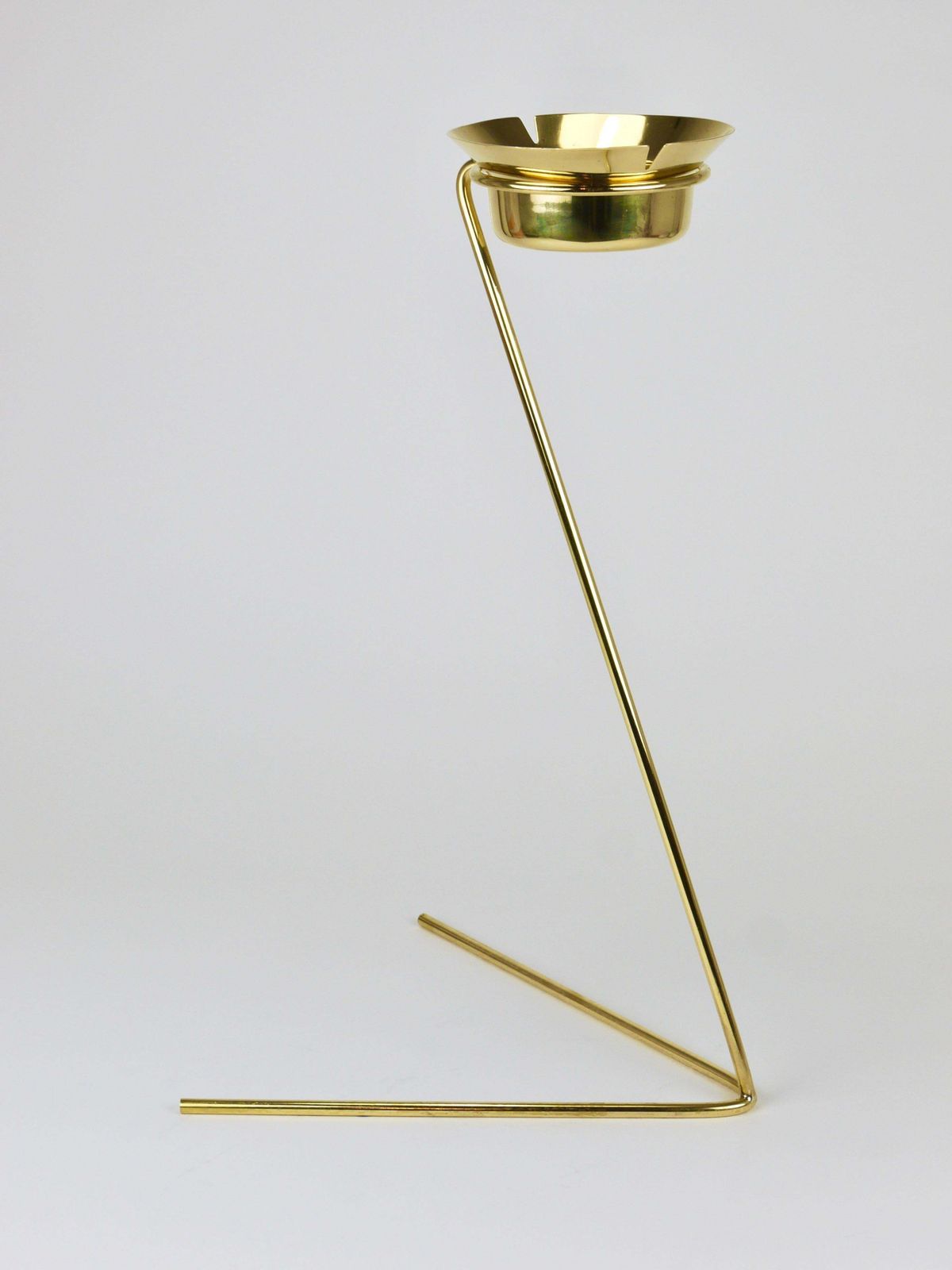 photo furniture Rare Carl Auböck Brass Standing Floor Ashtray, Smoking Stand, Austria, 1950s