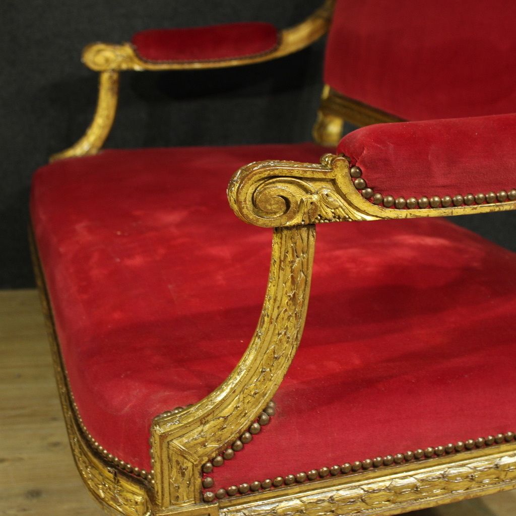 Antique French Red Velvet Sofa From The 19th Century photo Furniture