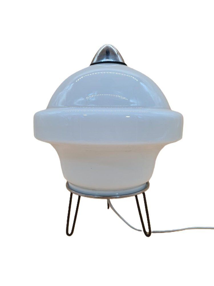 Vintage Space Age Table Lamp In Frosted Glass, 1960s