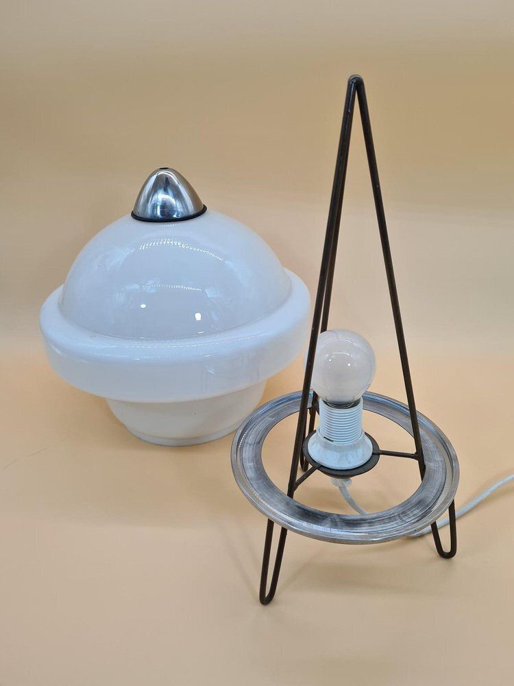 Vintage Space Age Table Lamp In Frosted Glass, 1960s photo buy