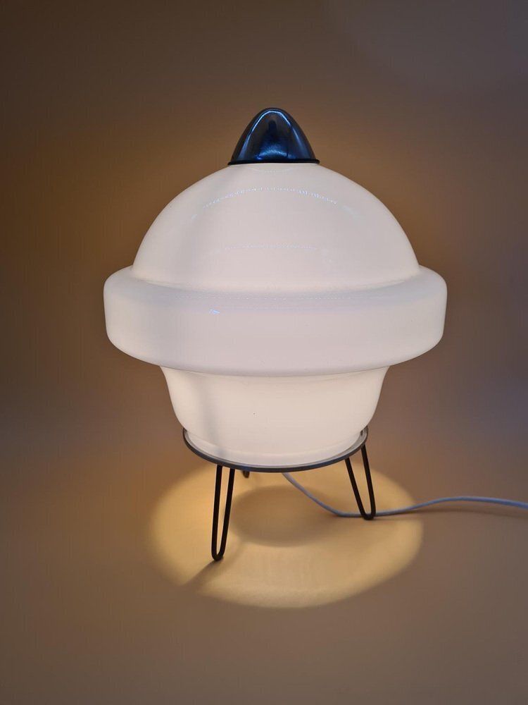 photo furniture Vintage Space Age Table Lamp In Frosted Glass, 1960s