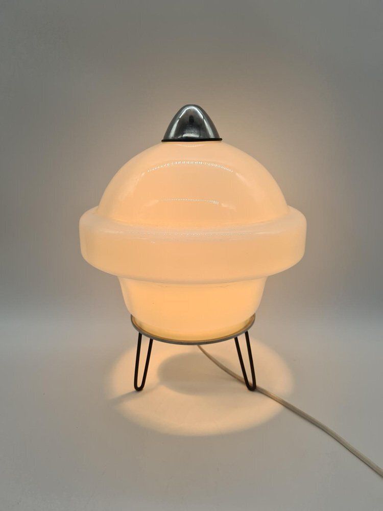 photo for sale Vintage Space Age Table Lamp In Frosted Glass, 1960s