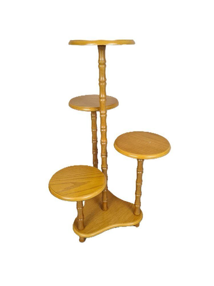 Wooden Standing Flower Stand, 1970s
