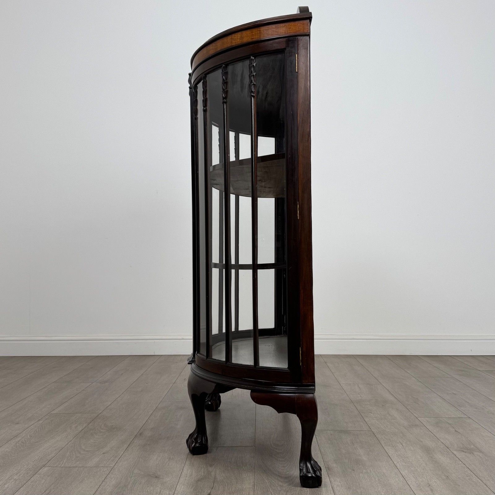 Antique 20th Century Bow Front Display Cabinet In Mahogany ( Af 5247 ) photo Furniture