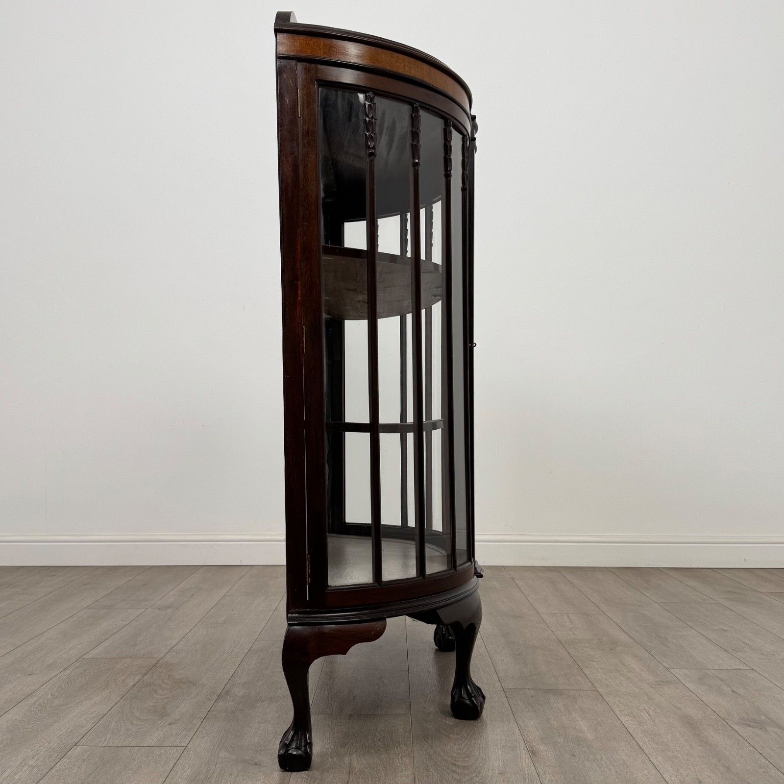 Antique 20th Century Bow Front Display Cabinet In Mahogany ( Af 5247 ) photo vintage