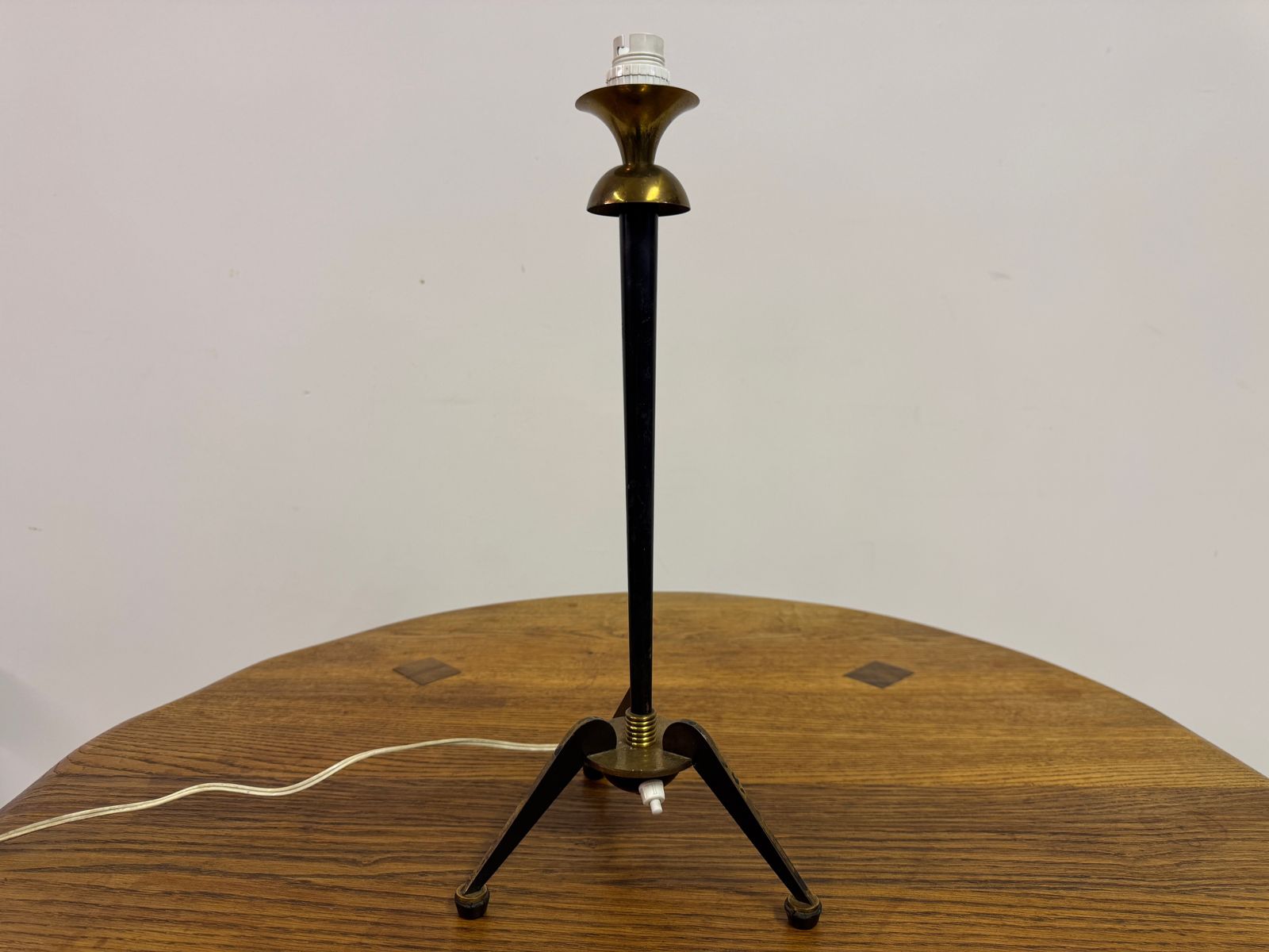 1960s French Brass And Metal Tripod Table Lamp photo furniture