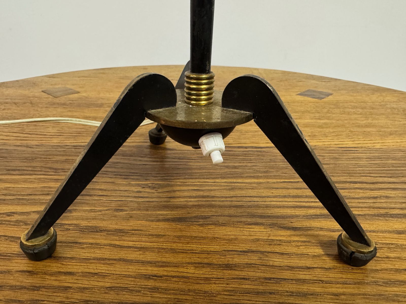 1960s French Brass And Metal Tripod Table Lamp photo for sale