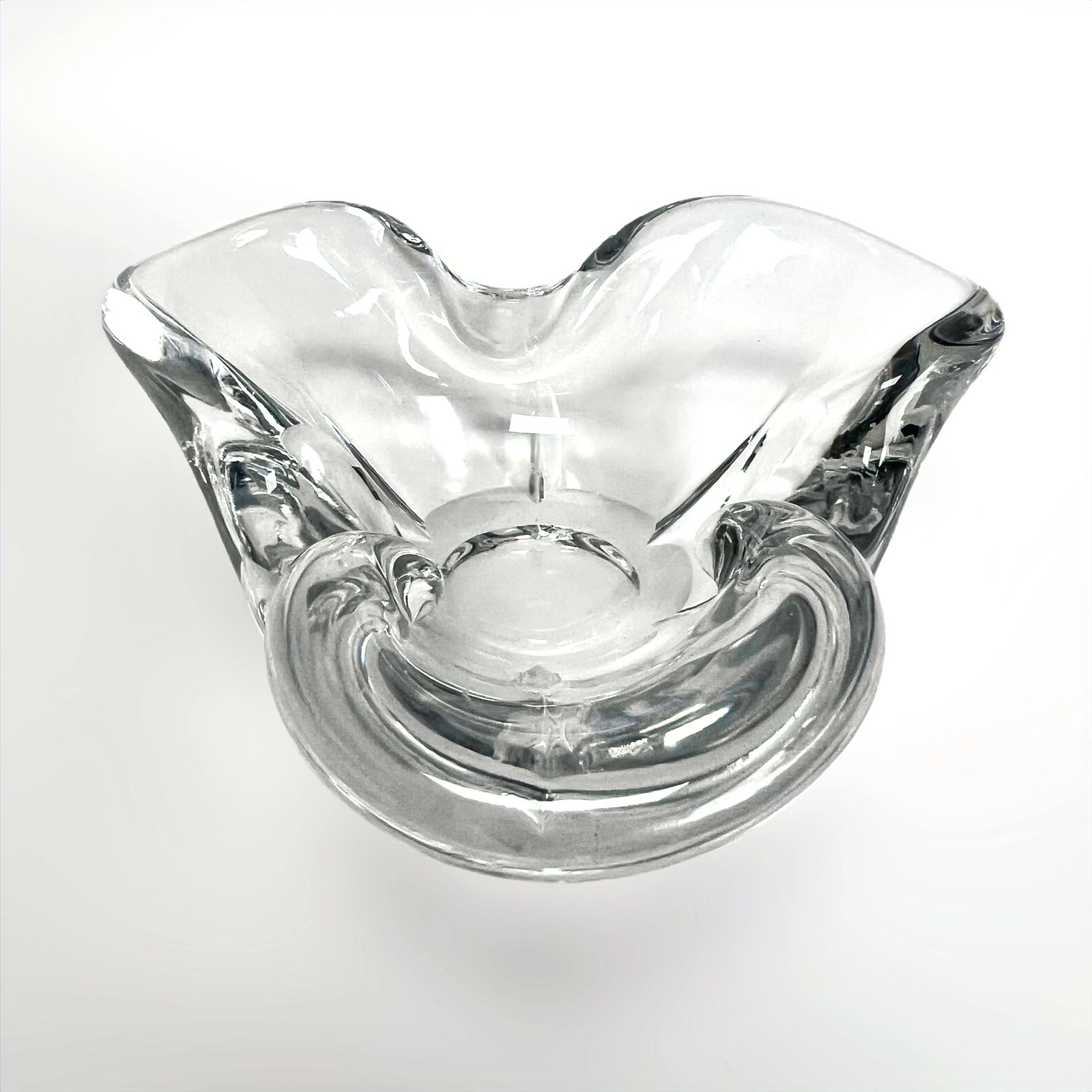 1950s Belgian Signed Val St Lambert Crystal Vide Poche Ashtray photo for sale