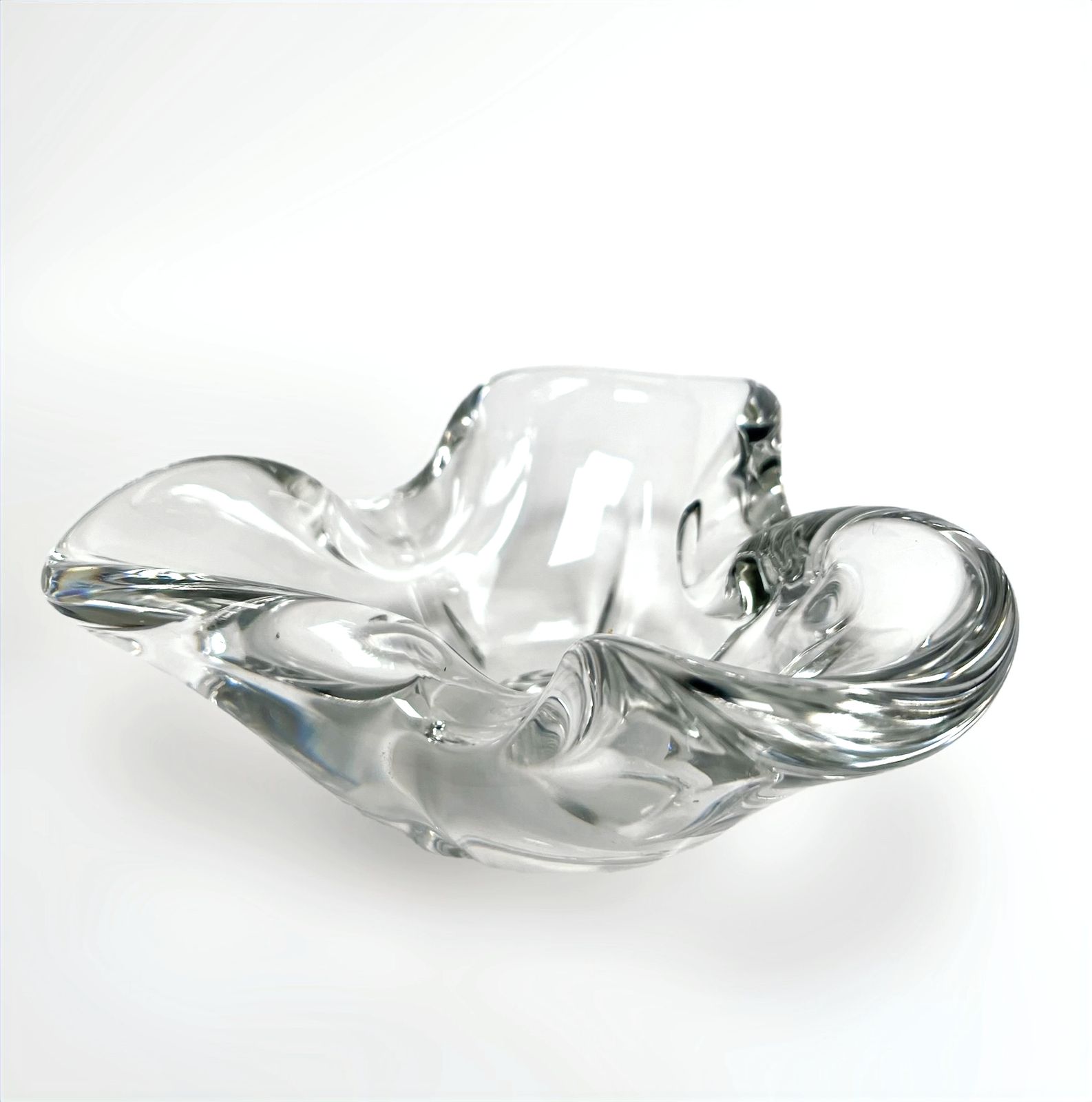 photo furniture 1950s Belgian Signed Val St Lambert Crystal Vide Poche Ashtray