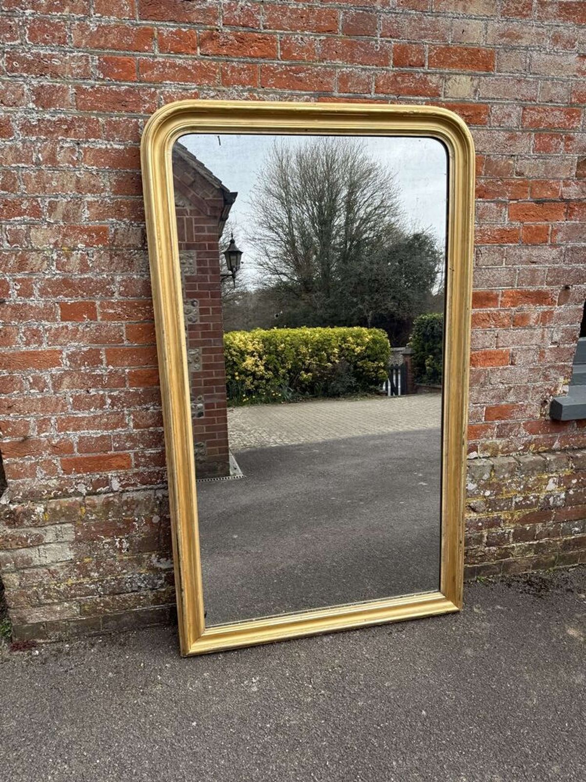 A Wonderful Large Antique French 19th C Arched Top Silver/Gilt Mirror. photo buy