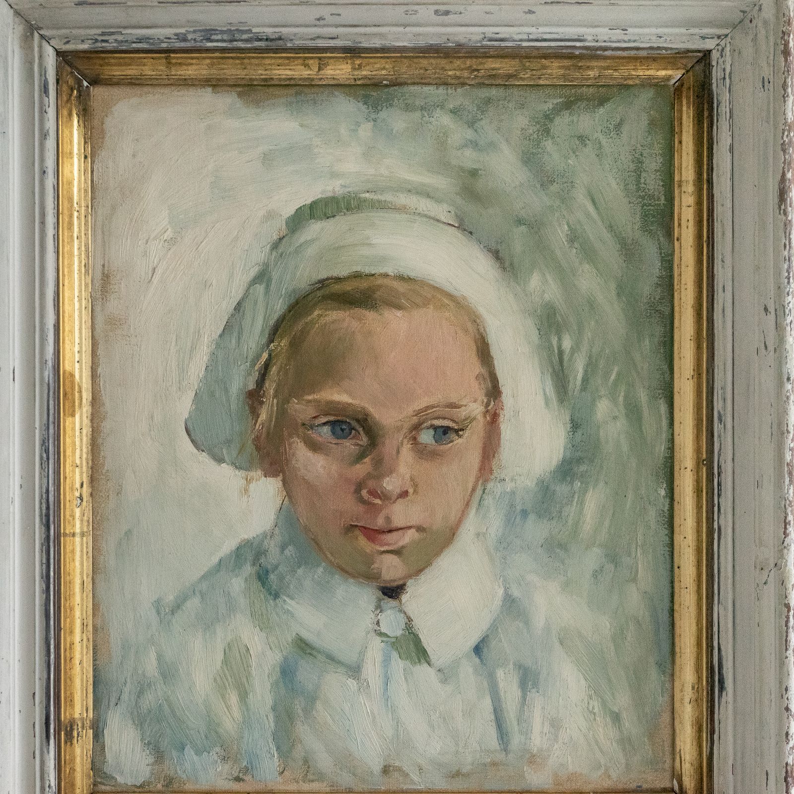 Framed Oil Painting Of A Young Girl photo for sale