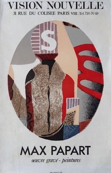 Max Papart Vintage Litho Poster Exhibition Vision New Circa 1975