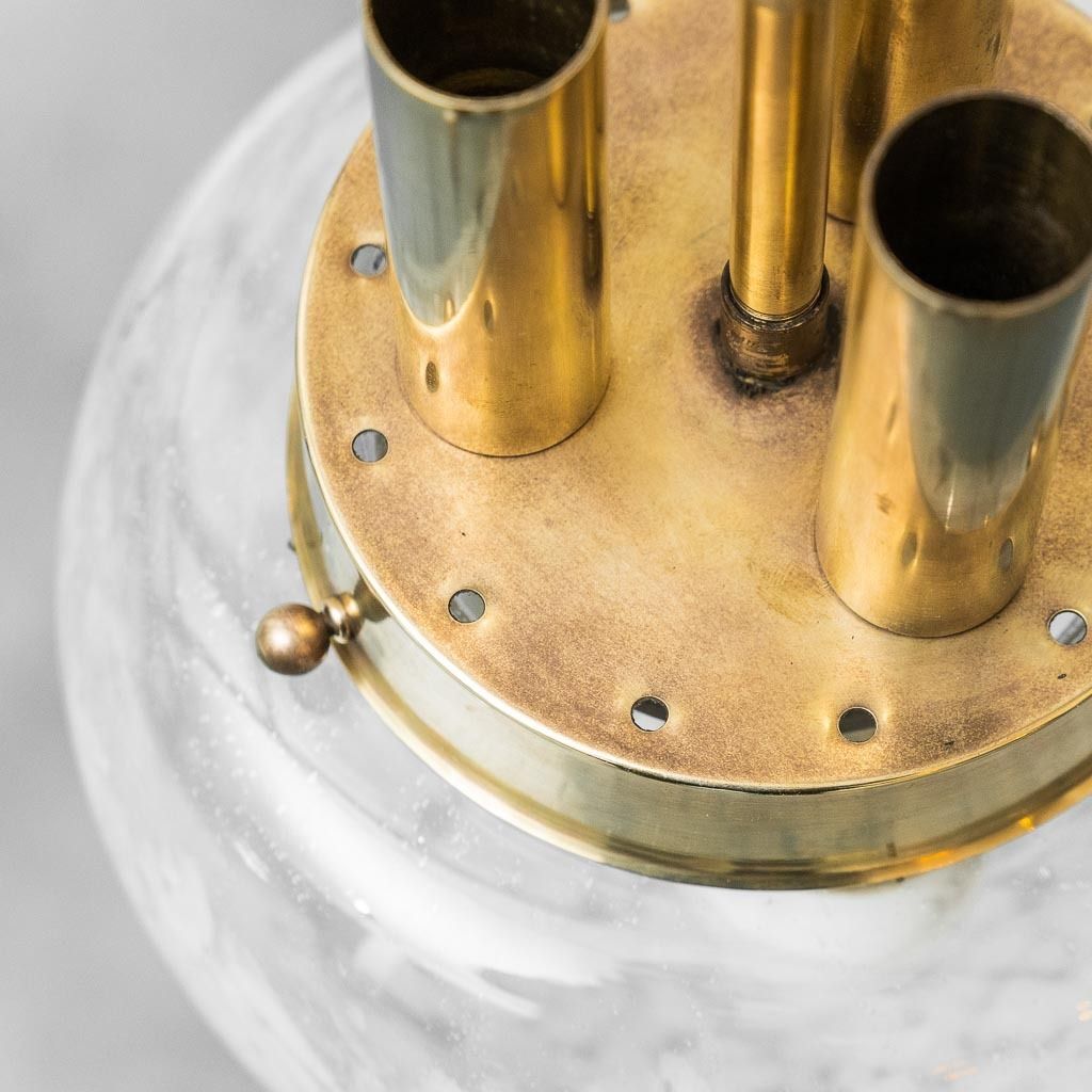 photo furniture Vintage Brass And Blown Glass Pendant Lamp – 1960s Design Chandelier