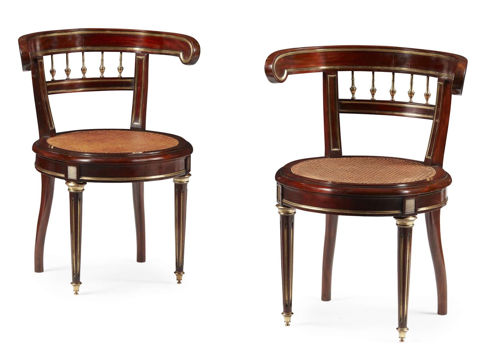 Pair Of 19th Century French Mahogany Salon Chairs (France, Circa 1870)