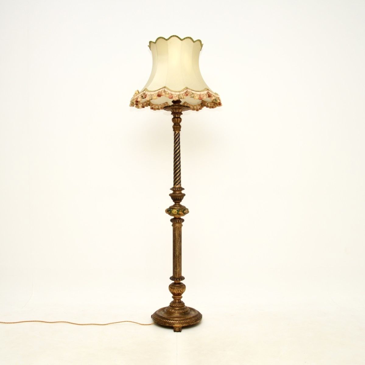 Antique Victorian Gilt Wood Floor Lamp