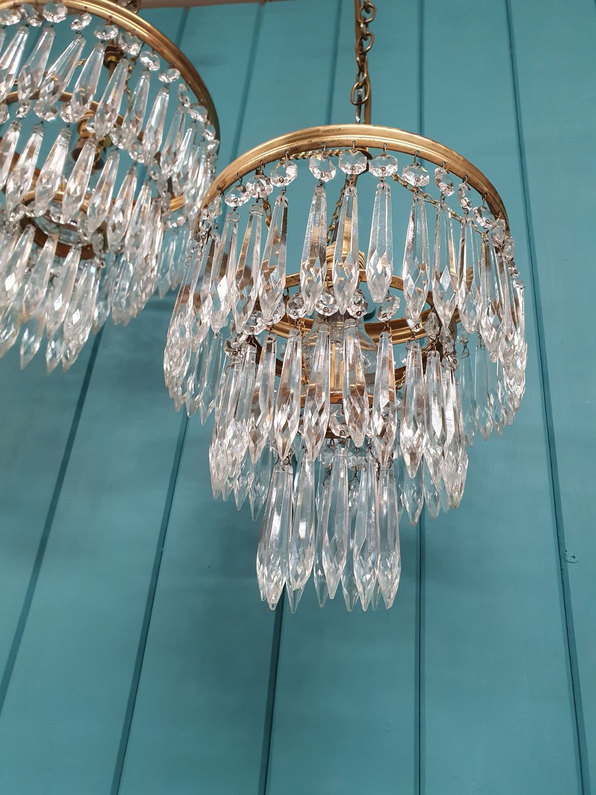 Pair Of Spike Chandeliers Early 20th Century 8" photo vinterior