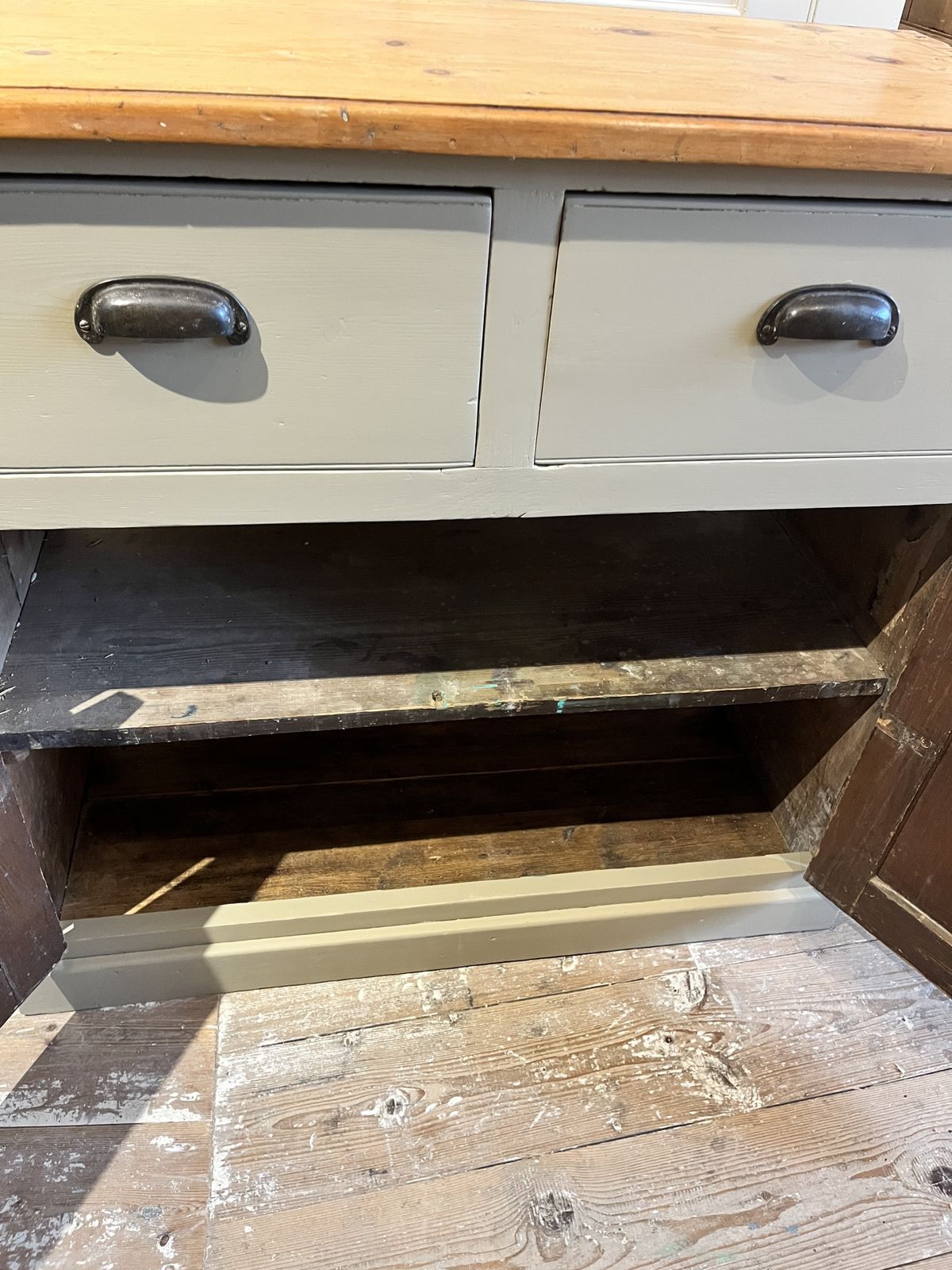 Victorian Painted Pine 2 Drawer Dresser Base/Sideboard photo vintage
