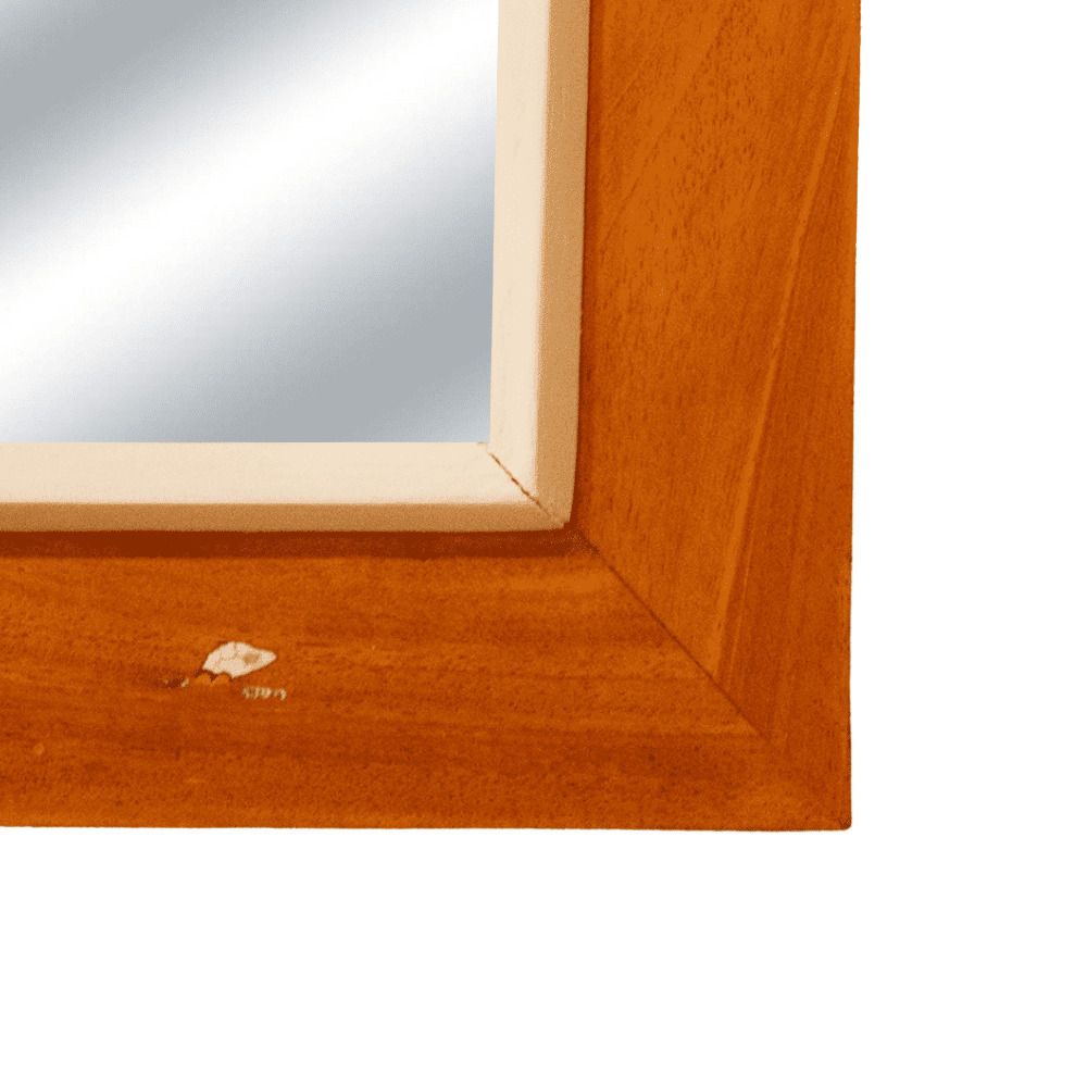 1950s Mid Century Wooden Frame With Mirror photo Home Decor