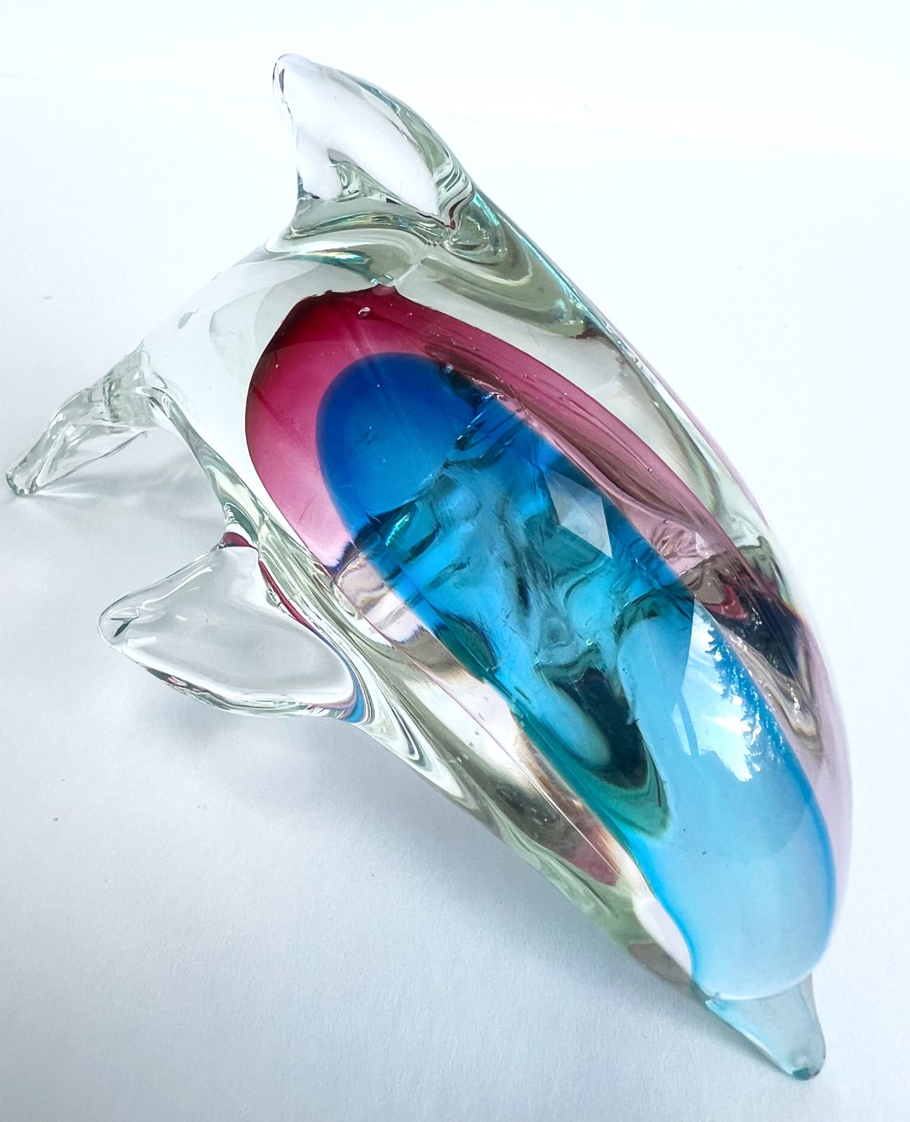 Vintage 1960s Murano Sommerso Glass Dolphin Sculpture, Italy photo furniture