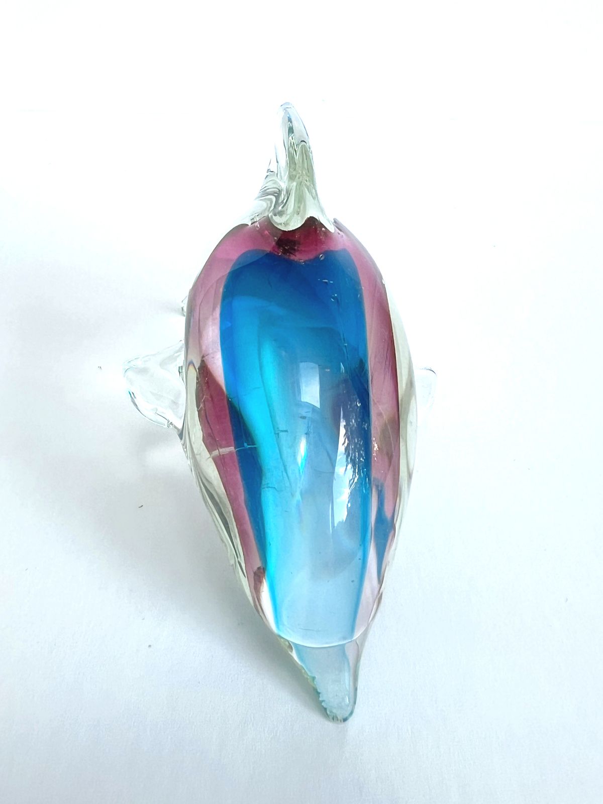 Vintage 1960s Murano Sommerso Glass Dolphin Sculpture, Italy photo vintage