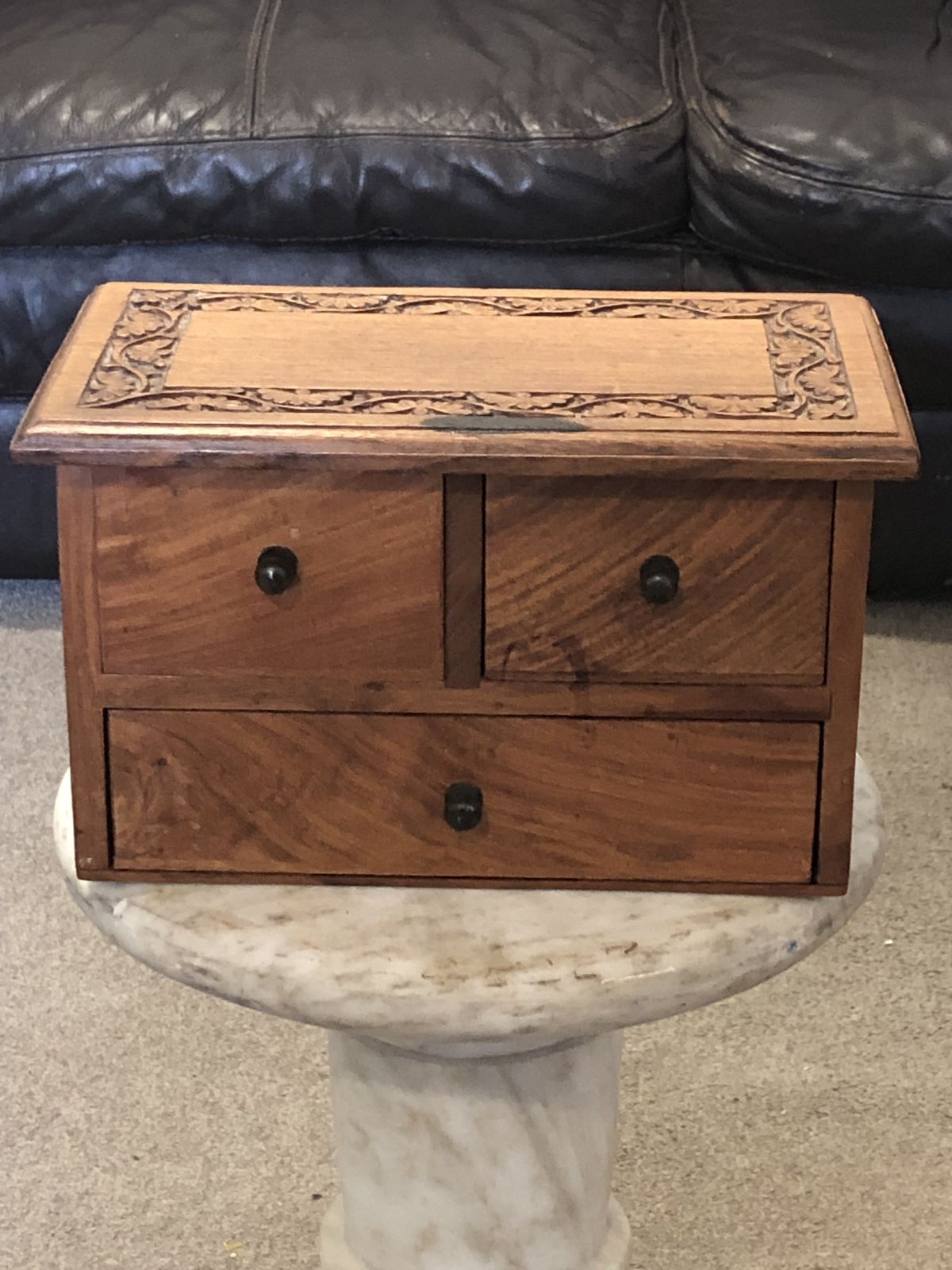 Handsome Vintage Miniature Hardwood Chest photo buy