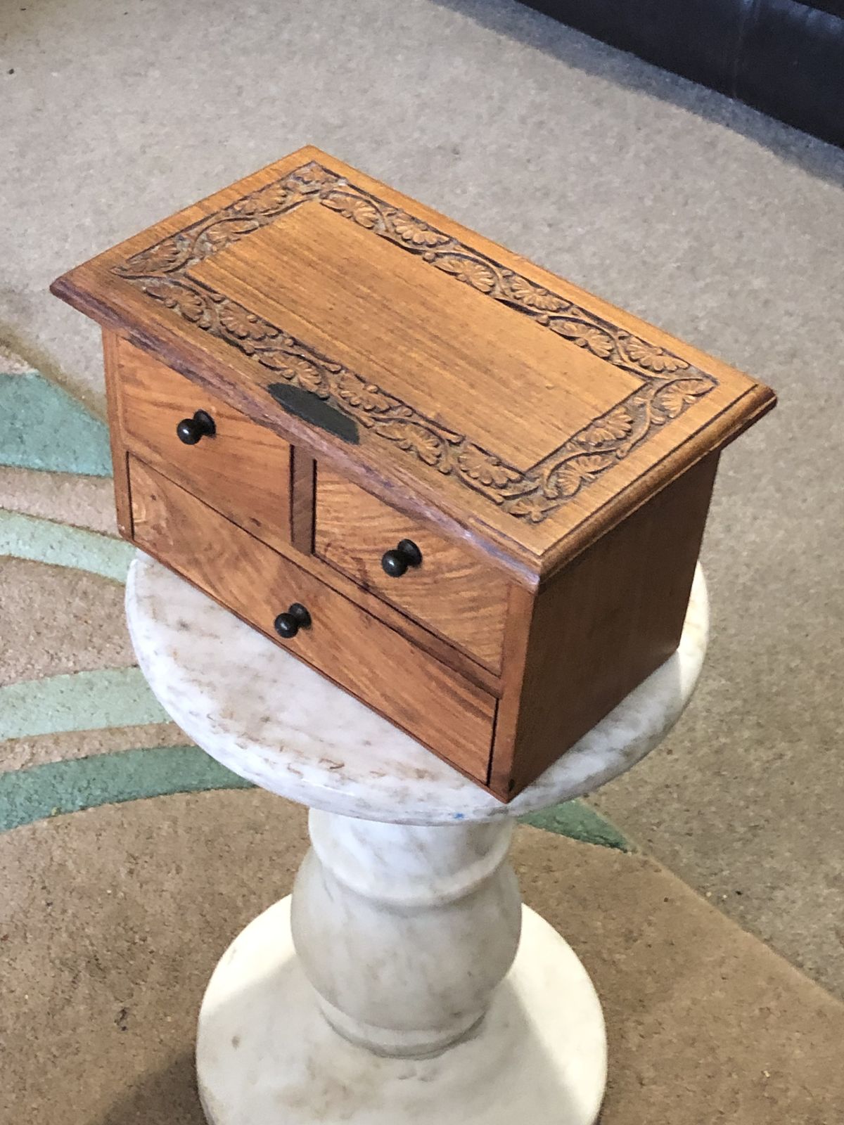 photo for sale Handsome Vintage Miniature Hardwood Chest