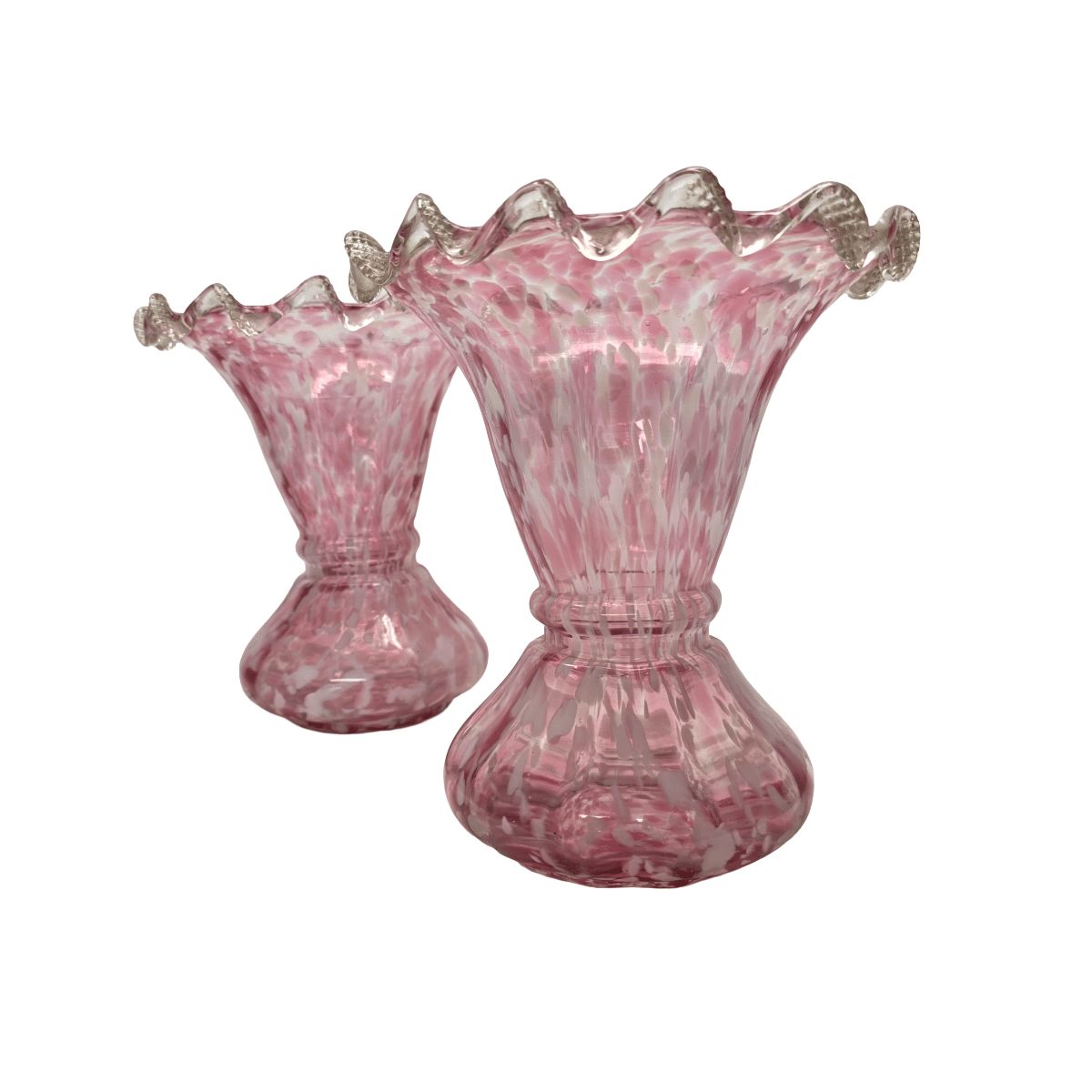 Set Of 2 Pink Art Nouveau Clichy Vases, Early 1900s photo Home Decor