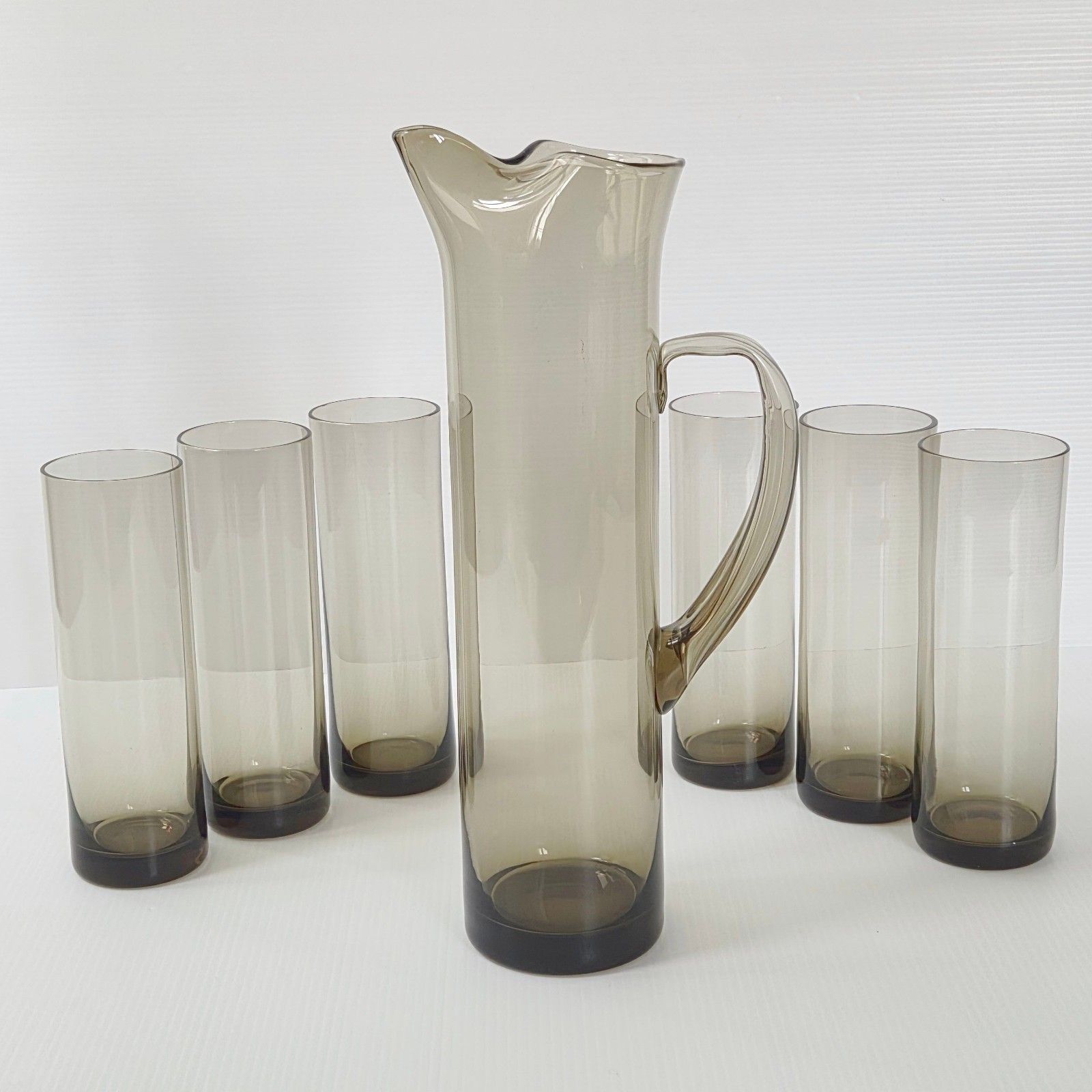 Service A Orangeade Vintage 1960 En Verre Fume 7 Pieces 60s Retro Annees 60