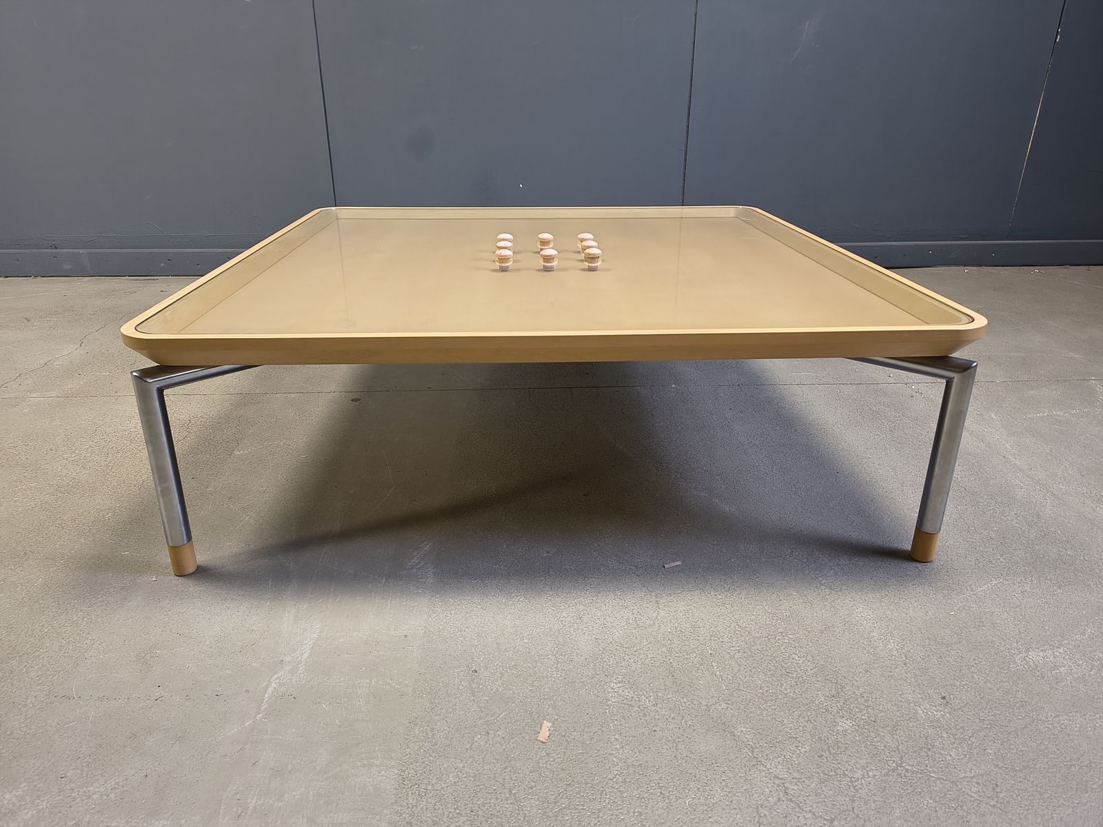 Post Modern Coffee Table With Cork And Glass, 1980s photo vintage