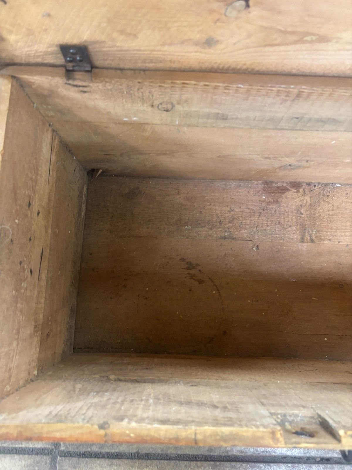 95.0 Antique Industrial Metal Bound Wooden Storage Trunk photo