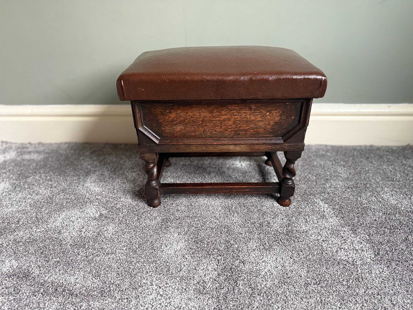 Vintage Upholstered Stool With Storage Dressing Table Stool photo vintage