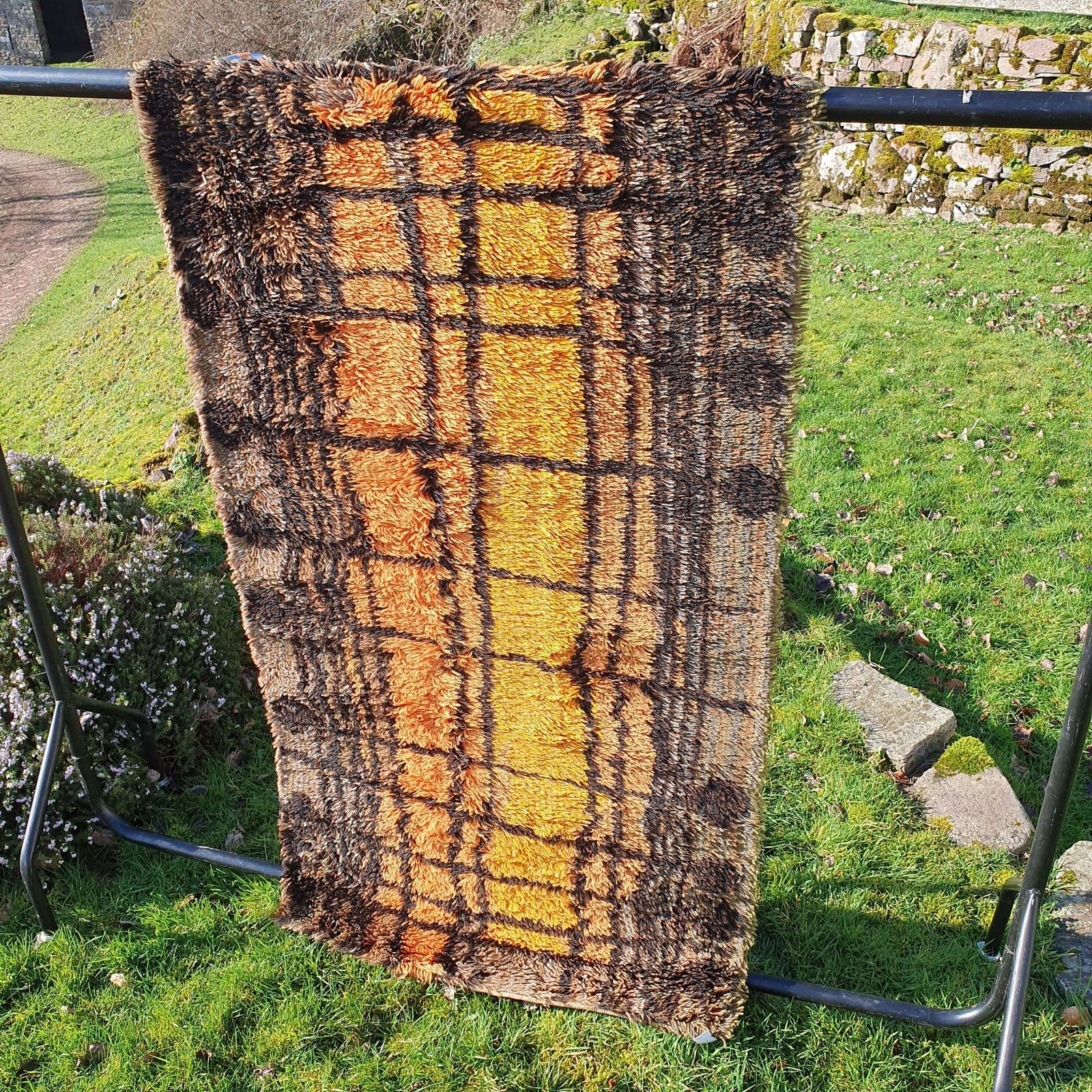 A Stunning Traditional Swedish Rya Rug In The Aesthetic Style. 1960s. photo for sale