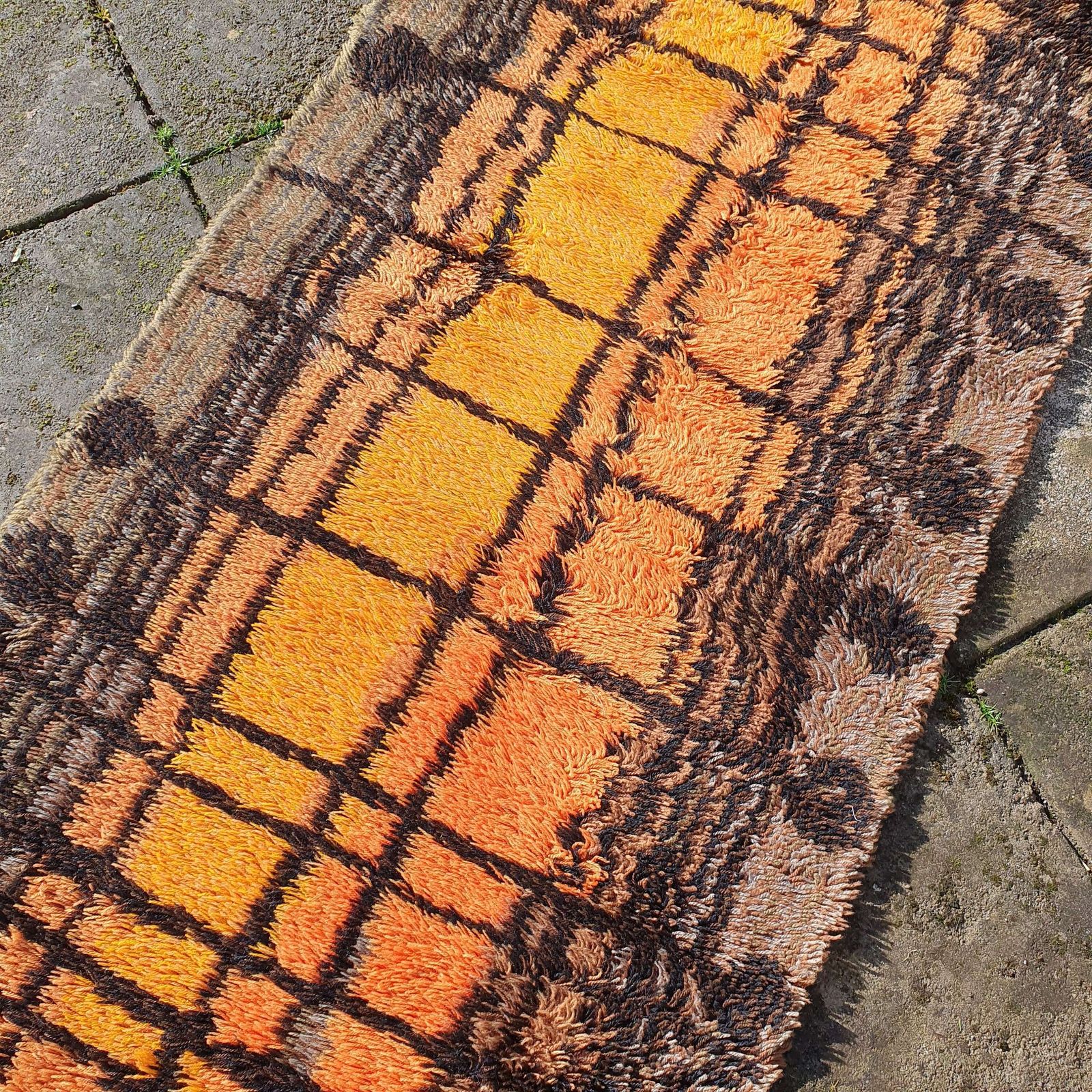 A Stunning Traditional Swedish Rya Rug In The Aesthetic Style. 1960s. photo 140.0
