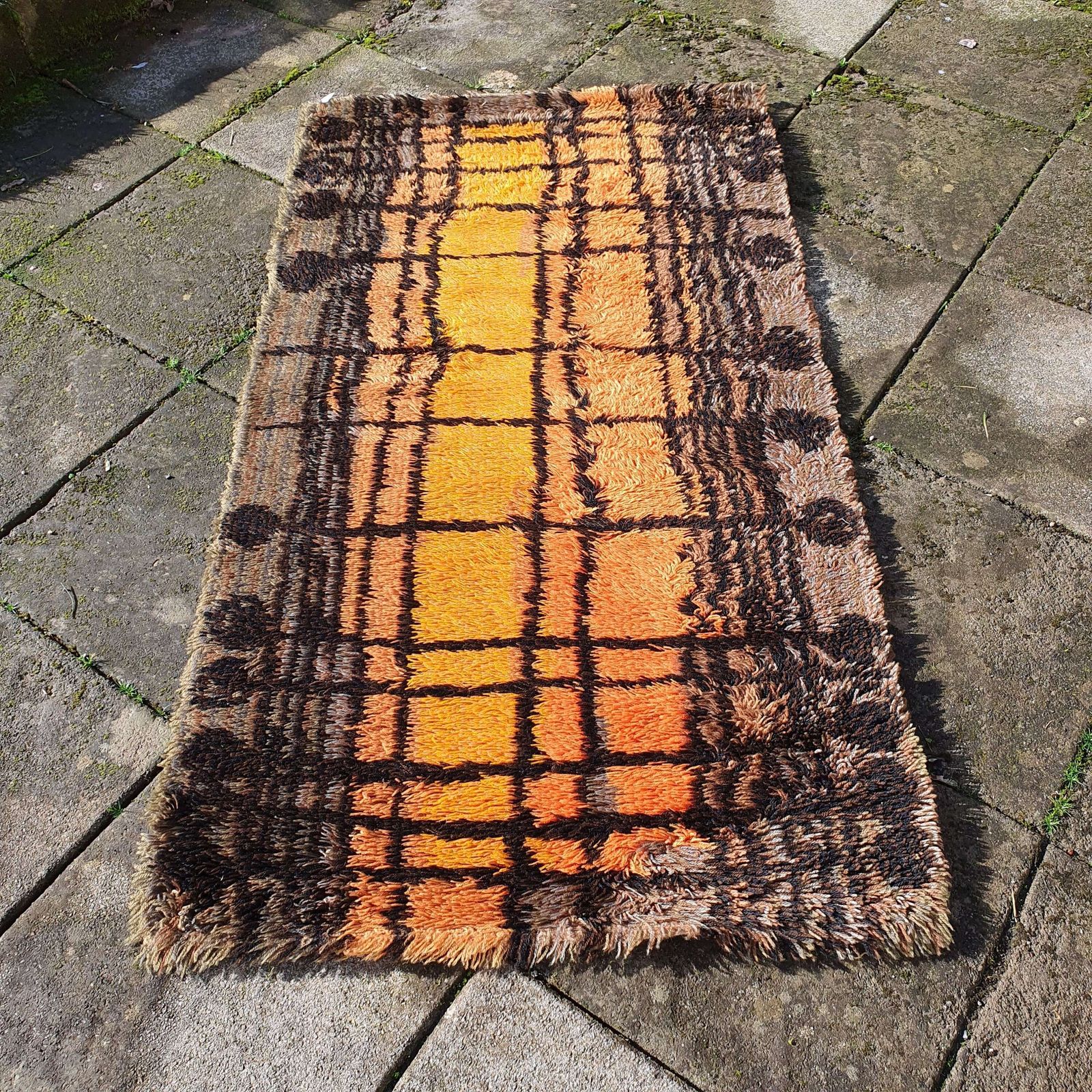 A Stunning Traditional Swedish Rya Rug In The Aesthetic Style. 1960s. photo buy