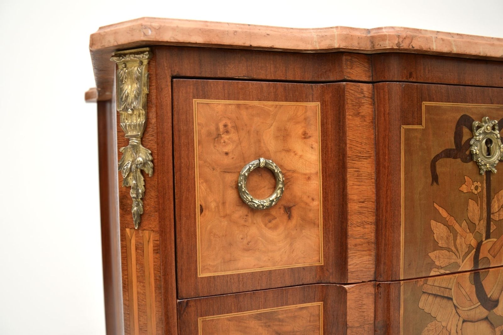 Antique French Marble Top Inlaid Commode photo vintage
