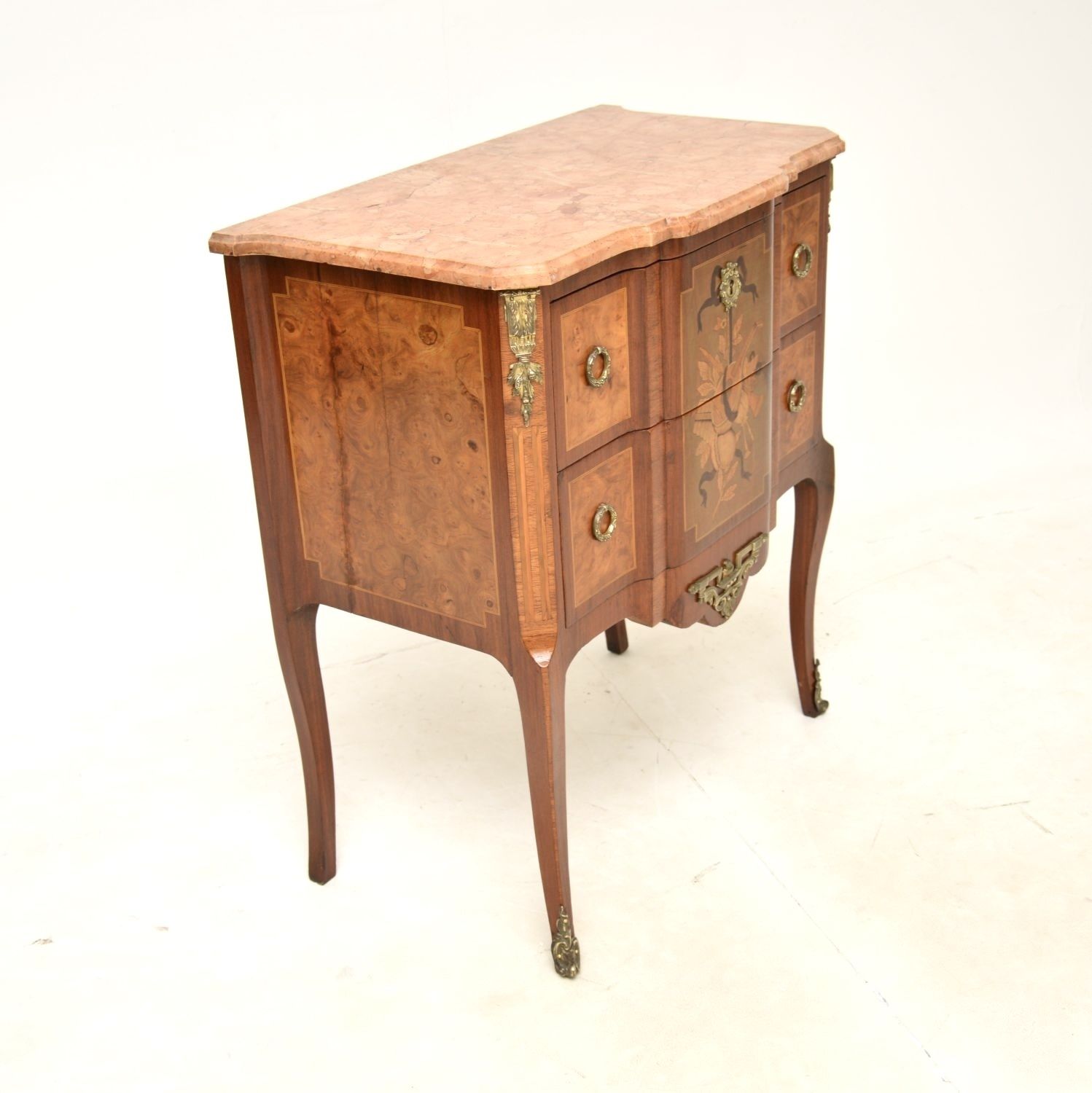 Furniture Antique French Marble Top Inlaid Commode photo