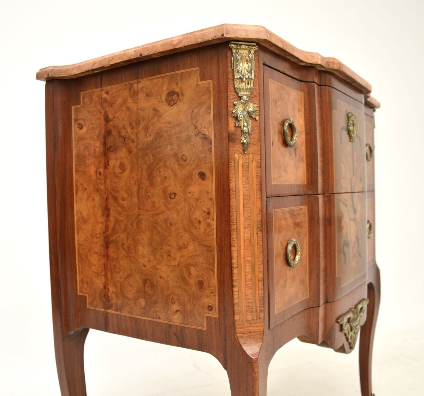 878.0 Antique French Marble Top Inlaid Commode photo