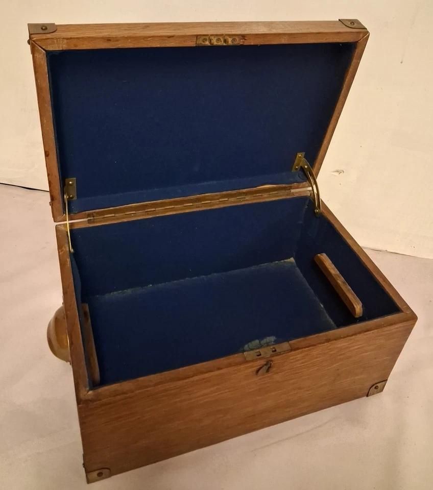 Antique Shop Keepers Cash Box With Brass Cup Handles And Brass Corner Supports photo Furniture