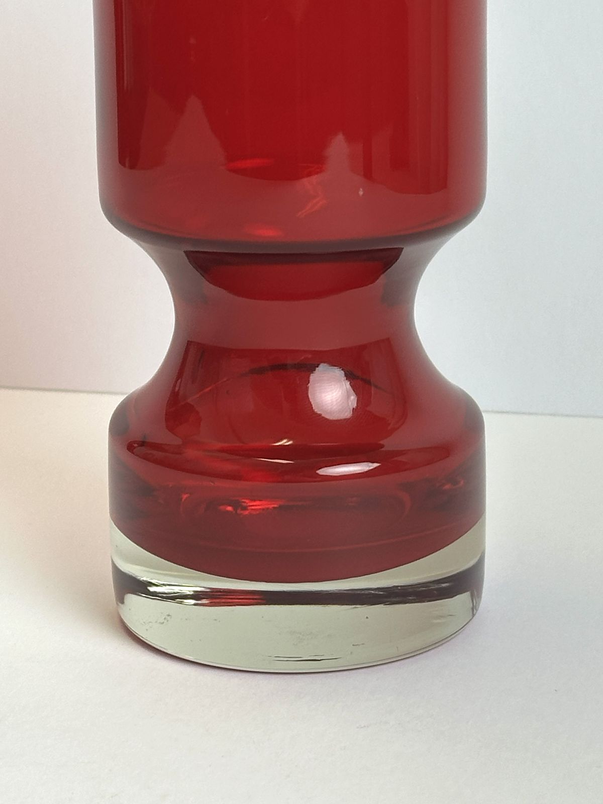 Mid Century Modern Red Cased Glass Vase By Alsterfors, Sweden, 1960s photo vintage
