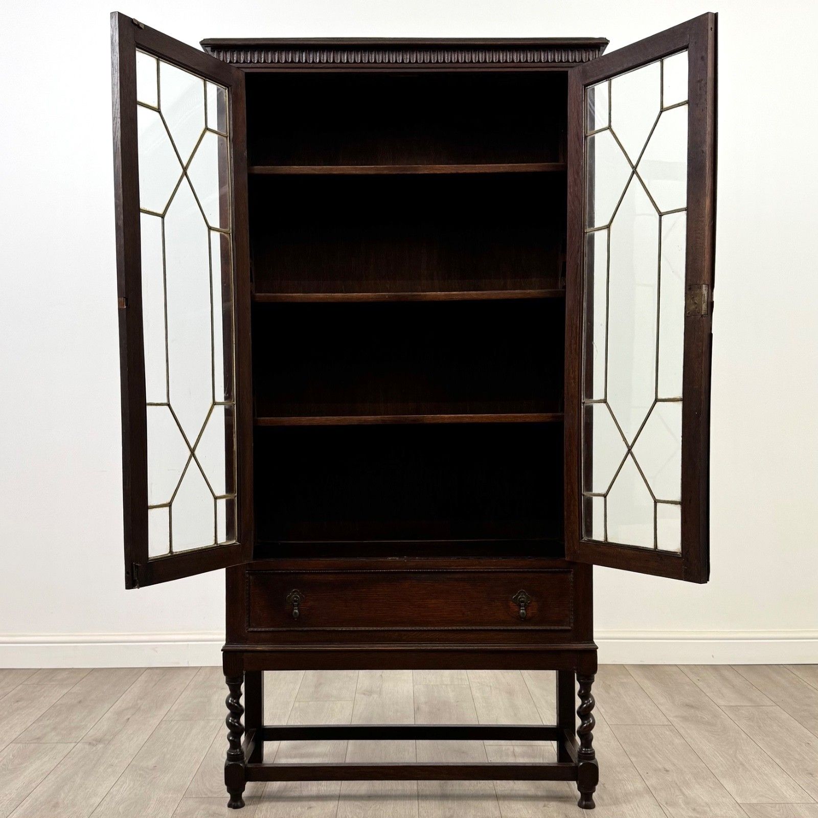 Antique 20th Century Edwardian Display Cabinet In Oak ( Af 5317 ) photo for sale