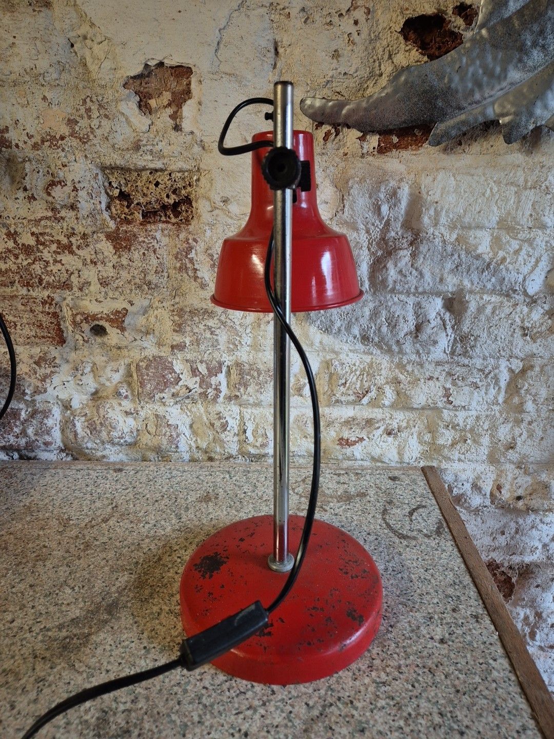 1980's Adjustable Metal Red Desk Lamp By Moda Of Denmark photo for sale