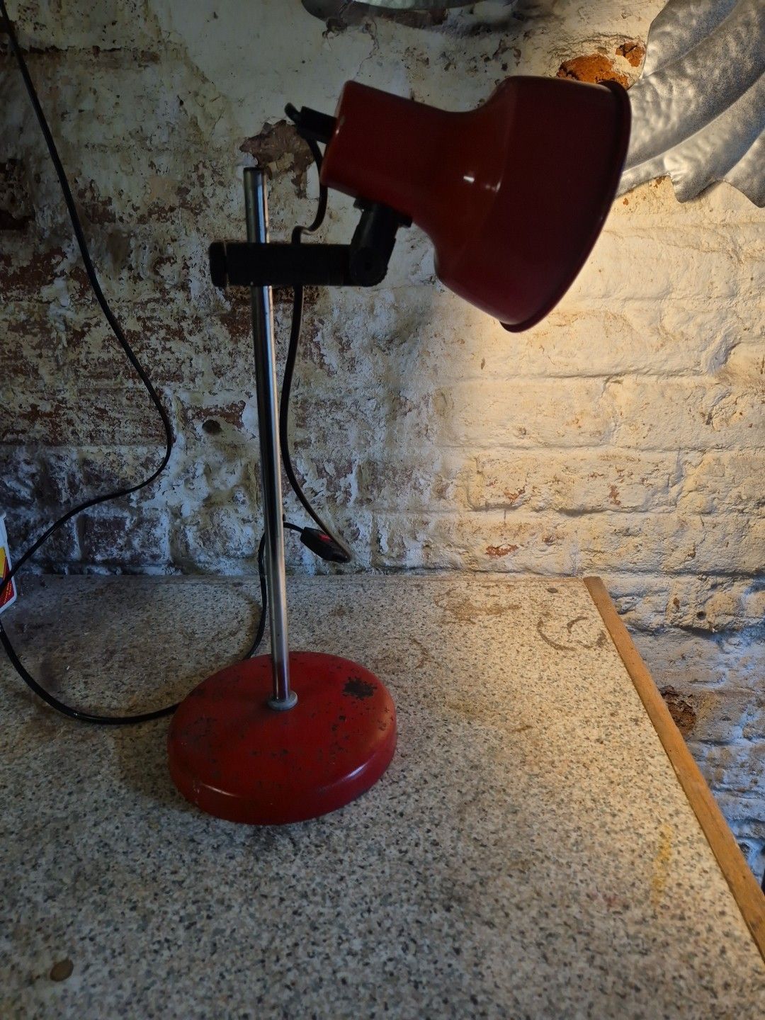Lighting 1980's Adjustable Metal Red Desk Lamp By Moda Of Denmark photo